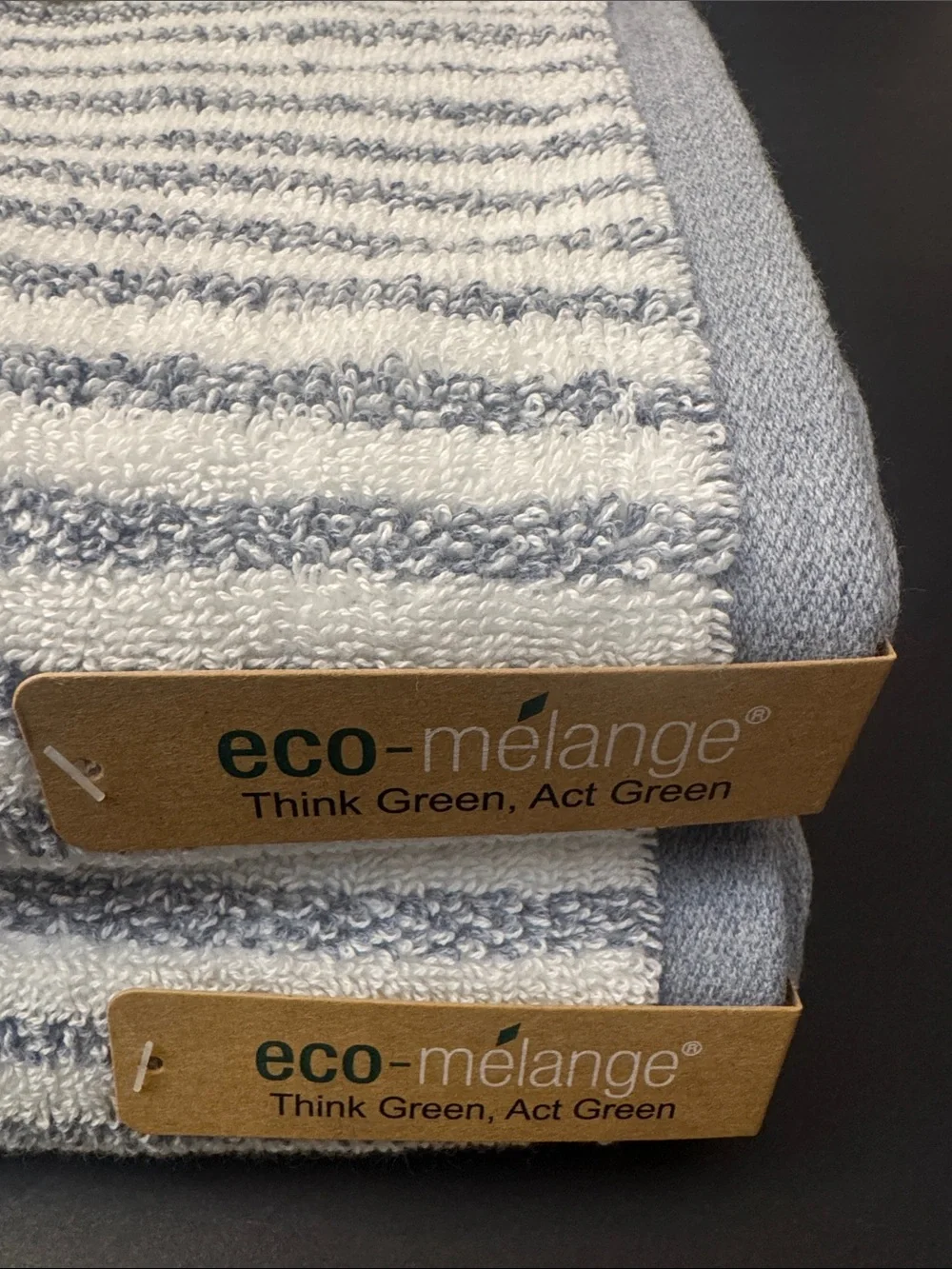 8pc Eco-Melange Striped Bath Towel Set - Waterless Coloring-Absorbent-White/Blue